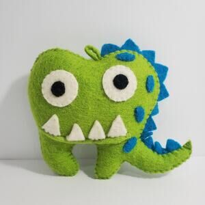 Monster Dinosaur Tooth Fairy Pillow Pouch Unisex Wool 6.5"x7.5"